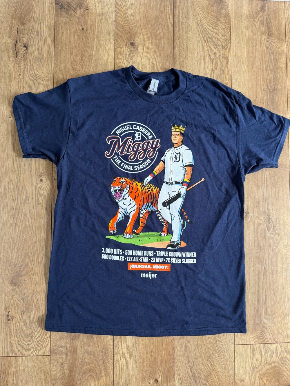 Detroit Tigers Baseball Miguel Cabrera Final Season Navy Graphic Tee Shirt M